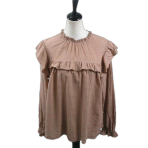 Universal Thread Tan Ruffle Long Sleeve Blouse Size Large